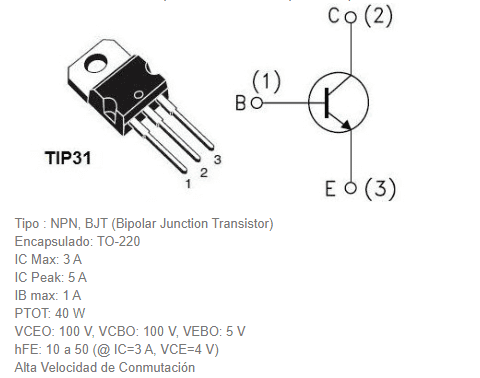 Transistor TIP31 - Pack 5 Unidades