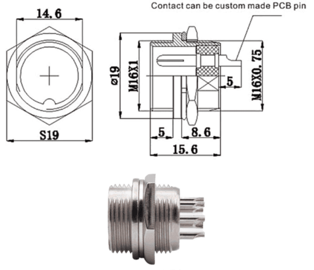 Conector de aviacion GX16-7  7P