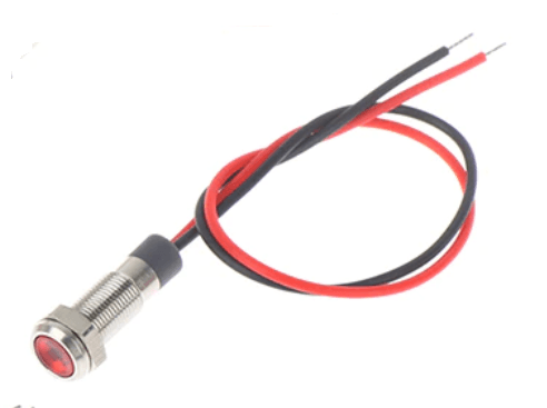 Luz piloto metálica impermeable de 6mm 3-6V Roja Panel Pasante