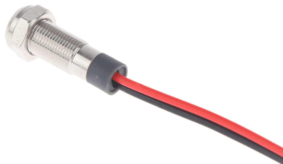 Luz piloto metálica impermeable de 6mm 3-6V Roja Panel Pasante