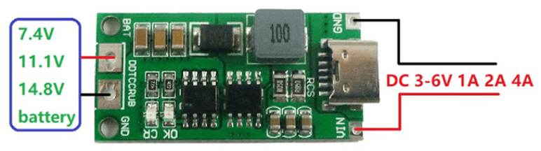 Cargador Batería de Li-Ion 4S (4 Celdas) con USB-C DDTCCRUB