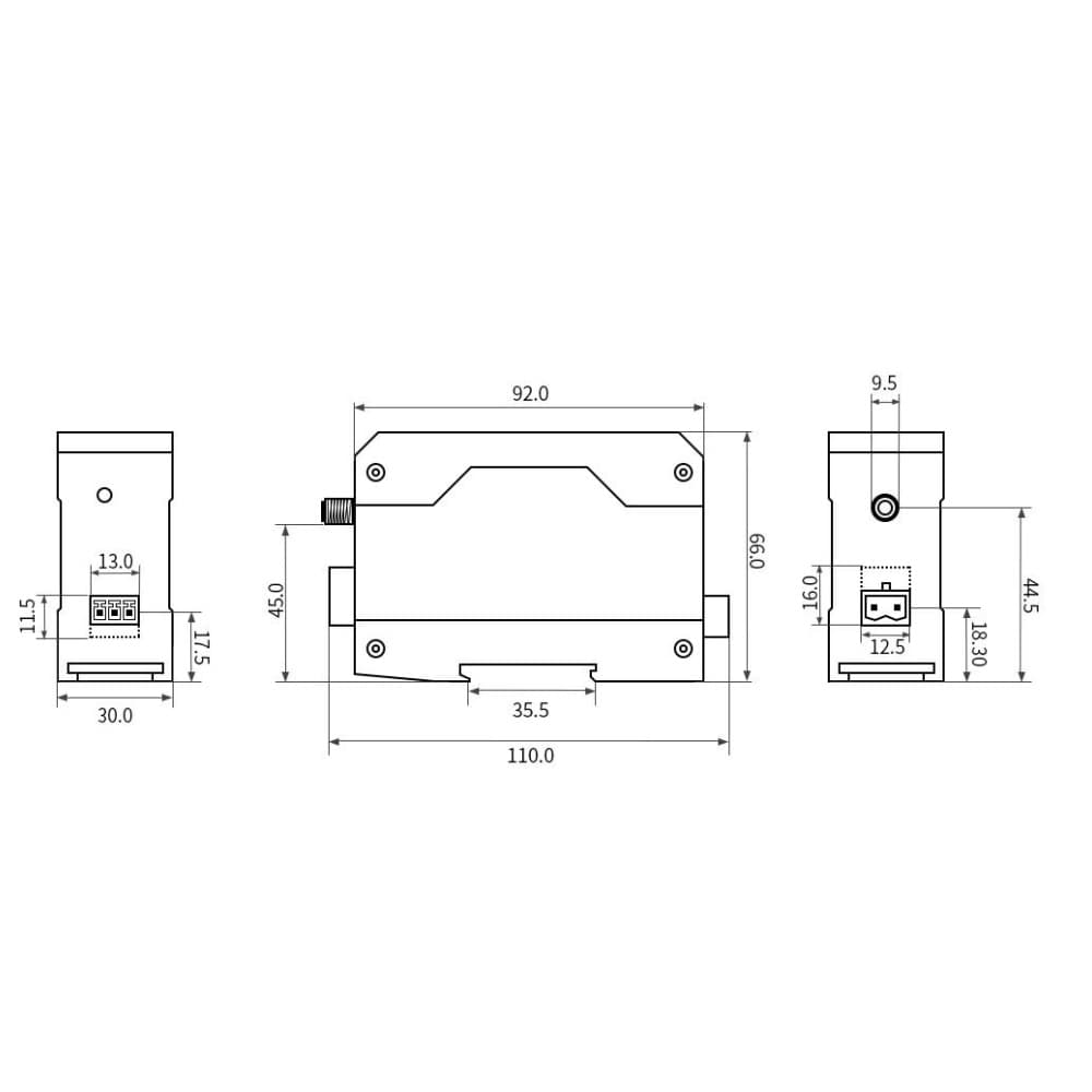 Transceptor RS485 Modbus via LoRa 433Mhz DIN cable aereo