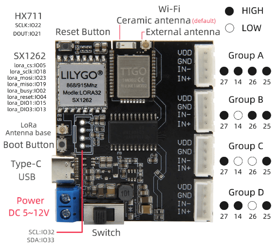 LILYGO® TTGO T-Weigh ESP32 T-Micro32 LoRa