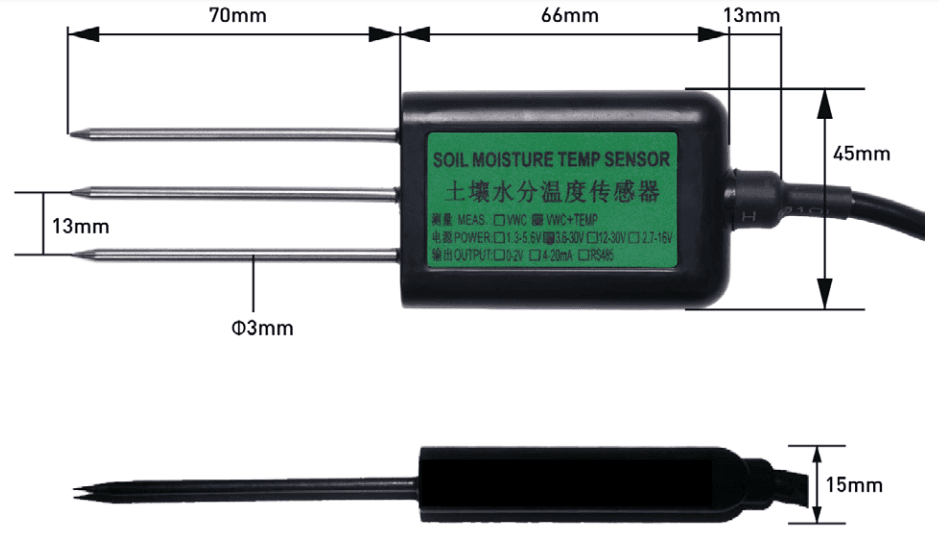 Sensor de humedad y temperatura de suelo 4-20mA (Soil Moisture Sensor)