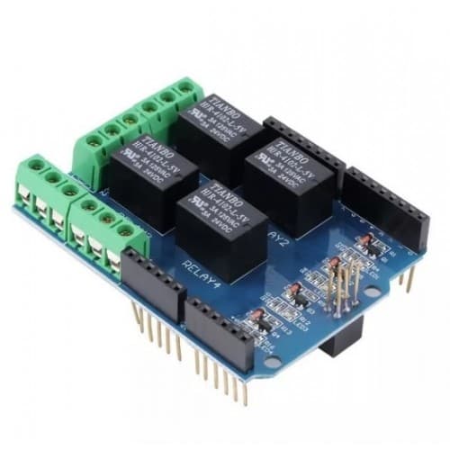 Shield rele de 4 canales para Arduino