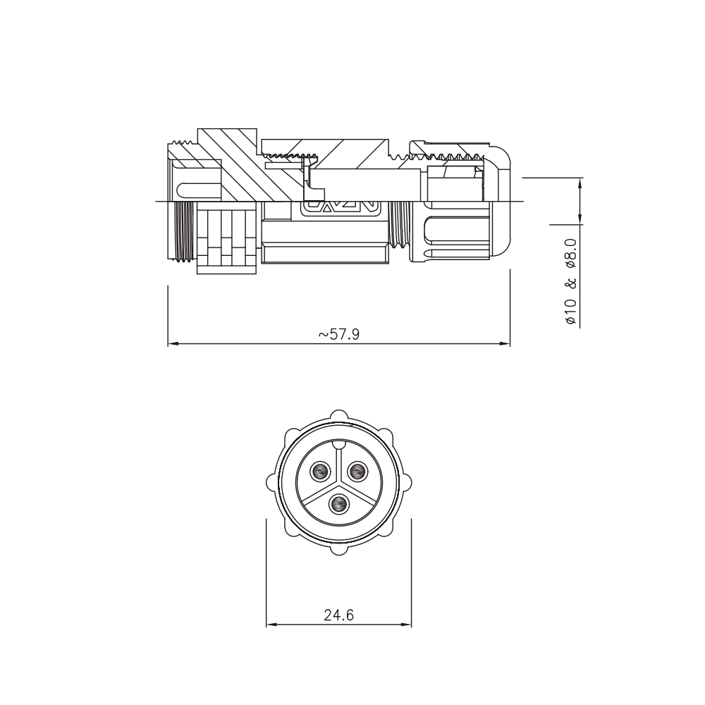 Conector IP67 ZE13 4P 10 Amperes Volante Volante
