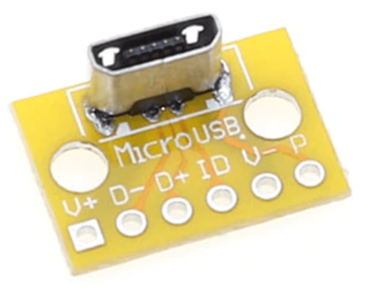 Pack 5 Unidades - Adaptador Micro USB Hembra a Pads 90 grados